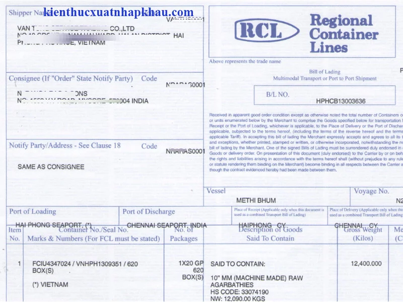 consignee